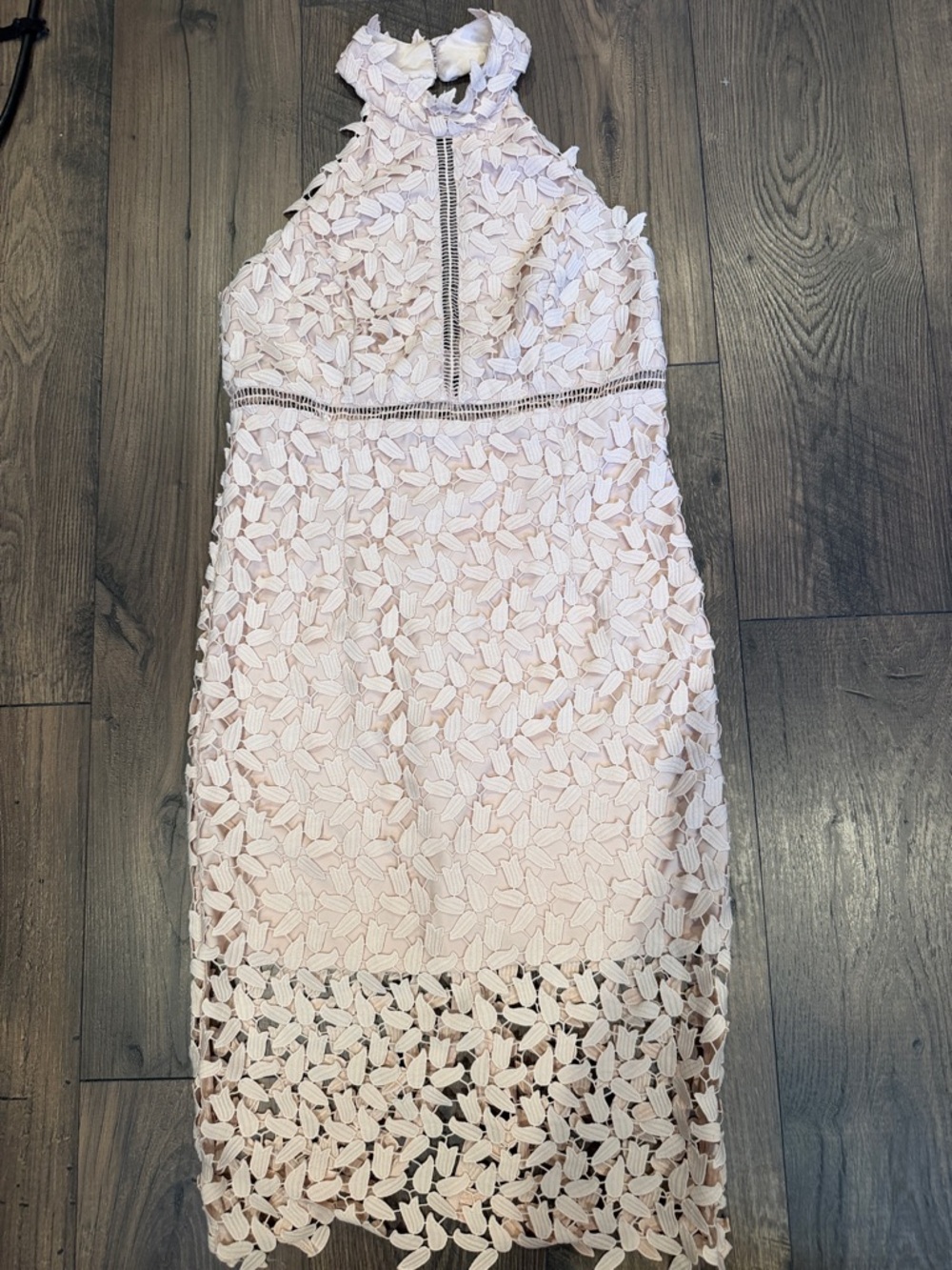 Bardot Blush Lace Halter Midi Dress